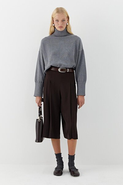 MARKALİSTE Basic High Neck Knit Sweater Gray