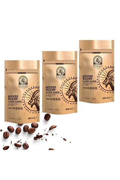 WALIA COFFEE ETHIOPIA 3 PAKET FİLTRE KAHVE ÖĞÜTÜLMÜŞ HOUSE BLEND 200 GRAM Süper Avantajlı SET Günlük Taze Öğütülmüş