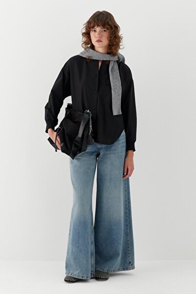 MARKALİSTE Basic Shirt with Pocket Detail Black