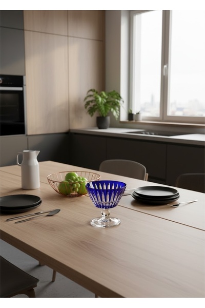DECOSTYLE ÇOK AMAÇLI LİZBON DEKORLU RENKLİ AYAKLI KASE 345 cc ÇEREZ,DONDURMA SALATA MAGNOLYA