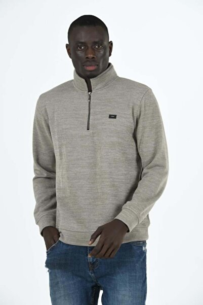 TRENDHİLL Мъжки супер мек суитшърт от плат Selanik с половин цип и яка 5237-E