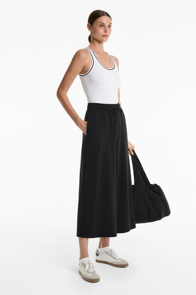 Oysho Soft Textured Modal Wide Leg Cropped Pants