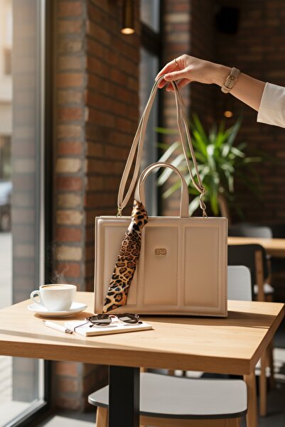 Classbag Kadın Vizon Fular Detaylı Şık Ve Modern Tasarım El-omuz Çanta