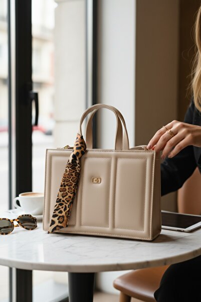 Classbag Kadın Vizon Fular Detaylı Şık Ve Modern Tasarım El-omuz Çanta