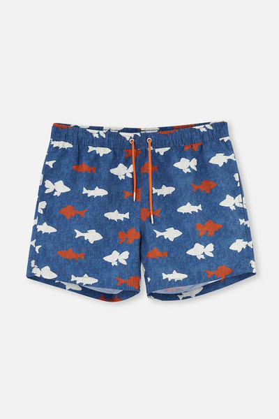 Dagi Синьо-червоні короткі шорти з рибним візерунком