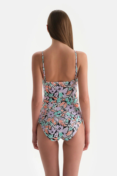 Dagi Ecru-Lilac One Shoulder Swimsuit