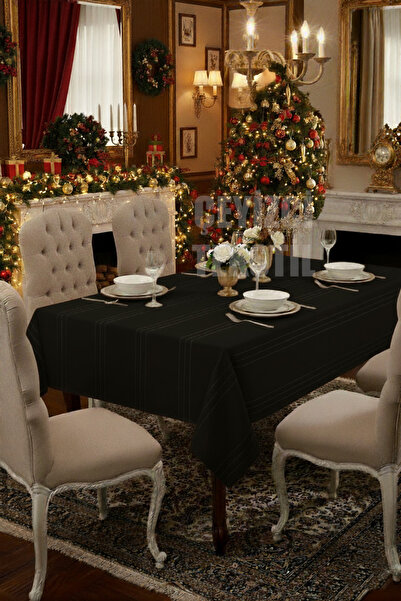 Çt Çeyizci Tekstil Τραπεζομάντιλο Μαύρο Ριγέ Μονό - Colber 160x220cm