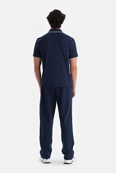 Dagi Ανδρικό μπλουζάκι με λεπτομέρεια με λαιμόκοψη από ύφασμα Navy Blue