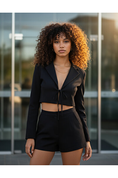 Auralis Studio Bağlama Detay Crop Blazer Ceket - FW25