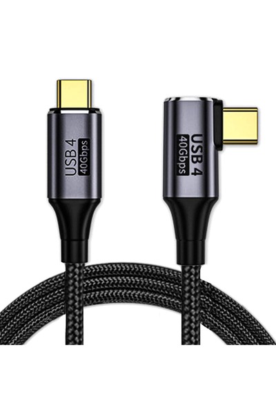 Timebox Cablu de date și încărcare rapidă USB4 100W 40Gbps Unghi de 90° Tip-C...