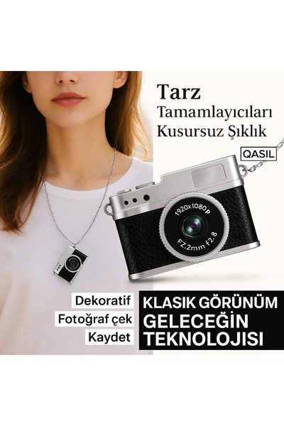 qasul Vintage Mini Dijital Fotgraf Makinesi 1080P 0.96 inç ekranlı LED Işıklı