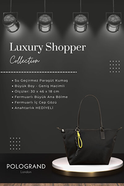 POLOGRAND London Original Large Volume Waterproof Parachute Fabric Shopper Trendy and Stylish Large Size Shoulder and Arm Bag