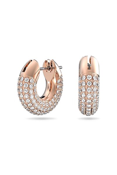 Swarovski Dextera Hoop Earrings, White, Rose Gold Color Plated, 5636531