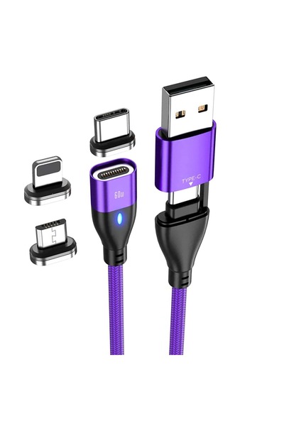 Timebox Cablu de date și încărcare rapidă 6 în 1 QC 3.0 60W Magnetic USB Tip ...