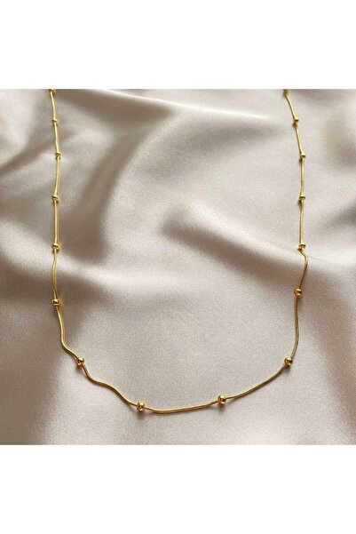 Vitastyle ALTIN RENK KARARMAZ PASLANMAZ DORİKA ZİNCİR ÇELİK KOLYE