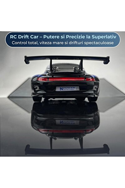 Timebox Mașină RC cu telecomandă, Drift Car 1:24, 4WD, 20 km/h, LED-uri, Anvelope interschimbabile, Baterie reîncărcabilă