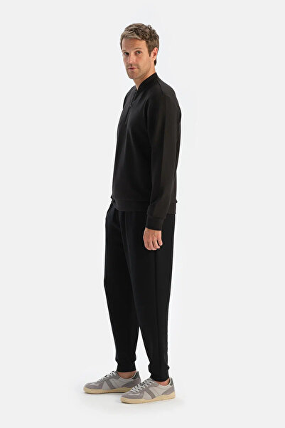 Dagi Siyah Erkek Modal Yarım Fermuarlı Sweatshırt