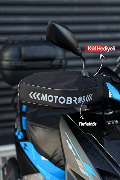 Motobros Motosiklet Elcik Rüzgarlık Motor Elcik Koruma Universal Scooter KÜRKLÜ Su Geçirmez KILIF HEDİYE