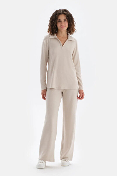 Dagi Μπεζ Μελανζ Ψηλόμεσο Φαρδύ παντελόνι