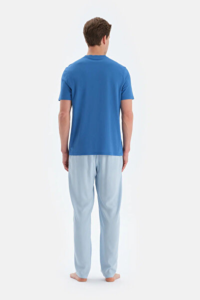 Dagi Σετ πιτζάμες με κοντομάνικο μπλουζάκι με λεπτομέρεια με μπλε στάμπα Sax