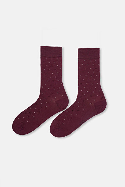 Eros Ανδρικές κάλτσες από μπαμπού με μίνι σχέδιο 2 τεμαχίων σε μπορντό-μαύρο χρώμα