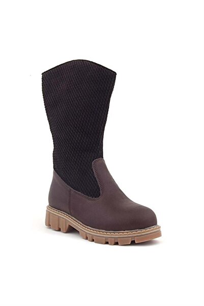 Rakerplus Шкіряні довгі черевики для дівчаток з коричневою блискавкою