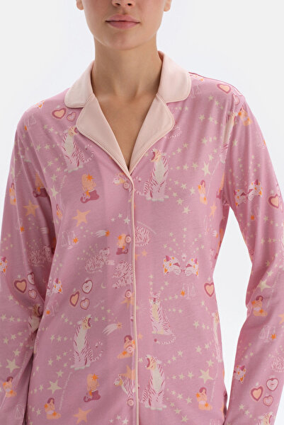 Dagi Pembe Metraj Baskılı Gömlek Pantolon Pijama Takımı