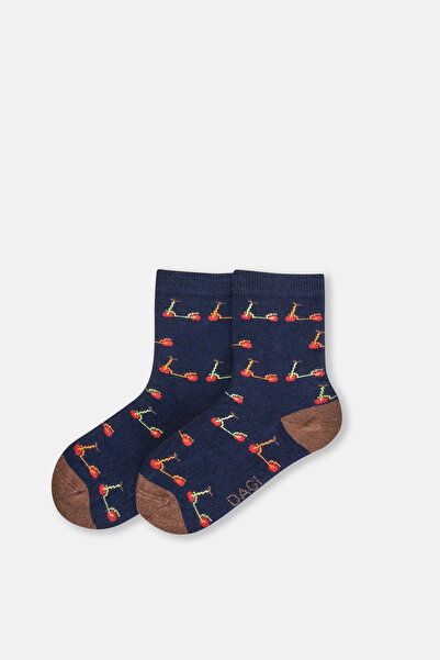 Dagi Lacivert Erkek Çocuk Scooter Desenli Çorap