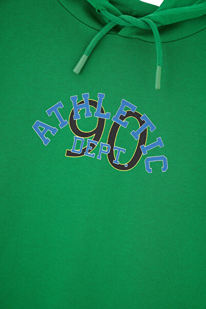 Dagi Yeşil Kapüşonlu Slogan Baskılı Unısex Sweatshırt