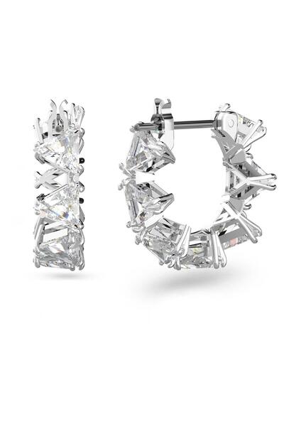 Swarovski 5632467 Küpe Millenia:Ortyx Pierced Earrings Mini Hoop triangle Rhodium shiny White