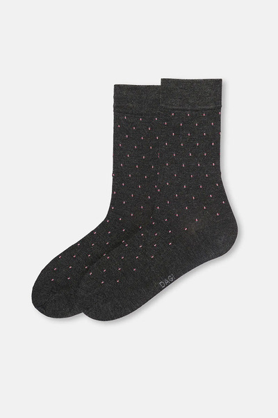 Eros Ανδρικές κάλτσες από μπαμπού με μίνι σχέδιο 2 τεμαχίων σε ανθρακί-μαύρο χρώμα