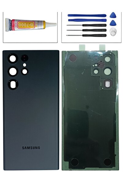 indirimplus Samsung Galaxy S22 Ultra Arka Pil Batarya Kapağı (CAM+B 7000) SİYAH