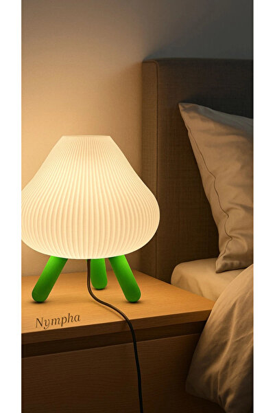 Nympha مصباح طاولة بتصميم حديث بطباعة ثلاثية الأبعاد - إضاءة دافئة، 20x30 سم