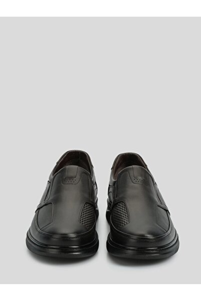 POTEEN Men's Comfort Shoes Genuine Leather Bone Protrusion Detail P900-Black