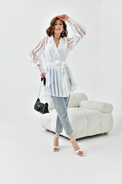 FTZ WOMEN Γυναικείο καπέλο οργάντζα με σχέδια εκρού 30738