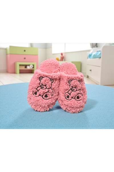 Bmp Terlik Pembe ayıcıklı peluş çocuk ev terliği