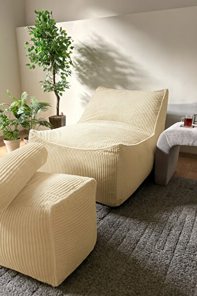 Katt Luna Armut Puf Koltuk Takımı | Kadife Fitilli Kumaş | Kaydırmaz Tabanlı TV & Oyun Koltuğu –