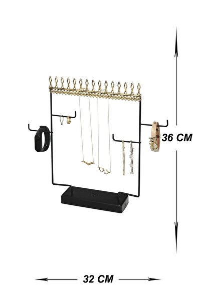 VENON Home Takı Askılığı Vildan Siyah Sarı Patine