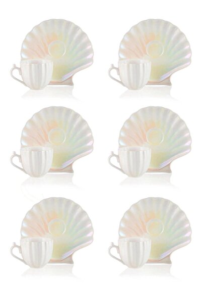Perotti Pearl İstiridye 6 Kişilik 12 Parça 90 ml Porselen Kahve Fincanı Takımı
