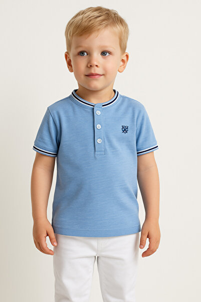 kids republic by meemseen independent Sky Blue Henley Collar Kids T-Shirt