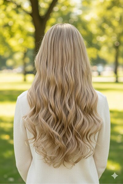 Mina Peruk Fiber Sentetik Dalgalı Yarım Ay + 2 Yan Çıt Çıt - Karamel Platin R...