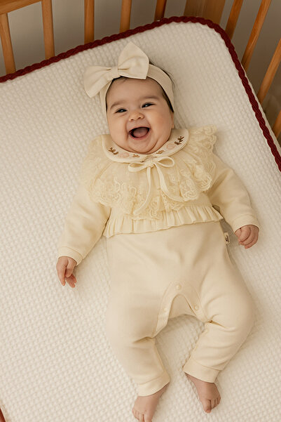 Cherub Baby Removable Mobile Lace Collar Floral Baby Girl Romper