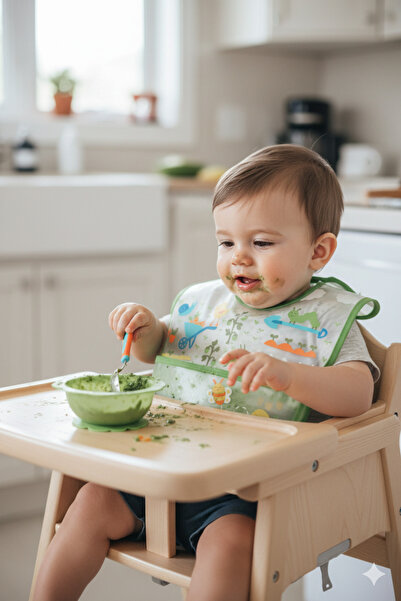 iplay 9-18months Green Unisex Baby Leakproof Eva Fabric Food Bib with Velcro and Pockets