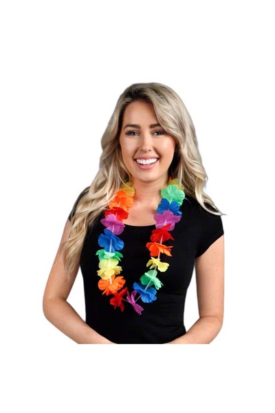 Samur Colier cu gât cu flori hawaiane - Leisi de petrecere tropicală colorată