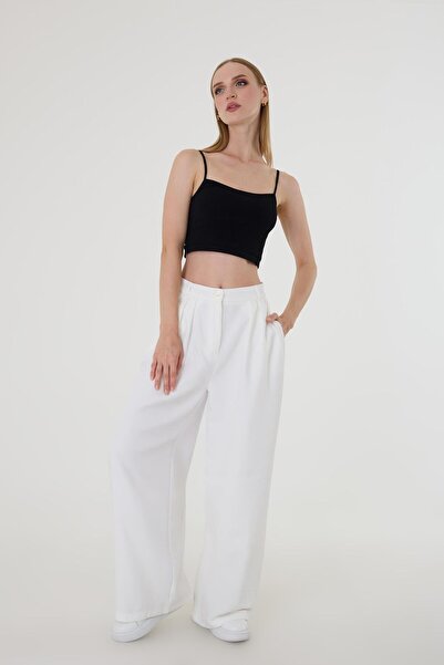 Hazel Жіночі білі штани-палаццо з деталями