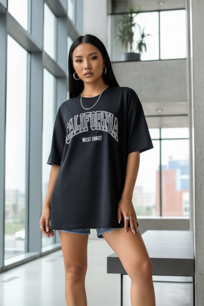 UNCİA OUTDOORS تي شيرت كاليفورنيا مطبوع كبير الحجم للجنسين برقبة دائرية