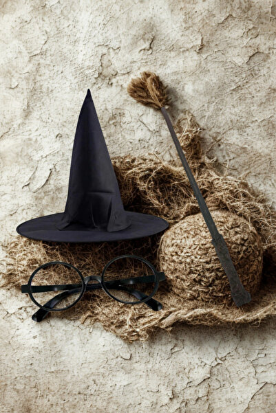 Generic Brand Pălărie neagră Harry Potter Ochelari Harry Potter Set de 3 bagh...
