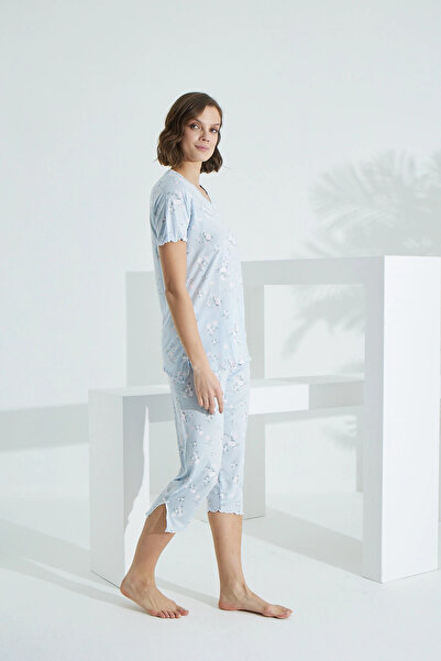 troise etoile Velvess Bambu Uzun Kol Kadın Kapri Takım 22252