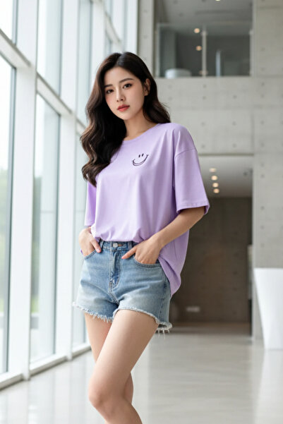 UNCİA OUTDOORS MALOÇBEY μπλουζάκι με λιλά στάμπα, oversized, unisex, βασικό μ...