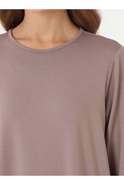 Benin Viskon Kumaştan Bisiklet Yaka Tunik 85 cm - Vizon - Benin